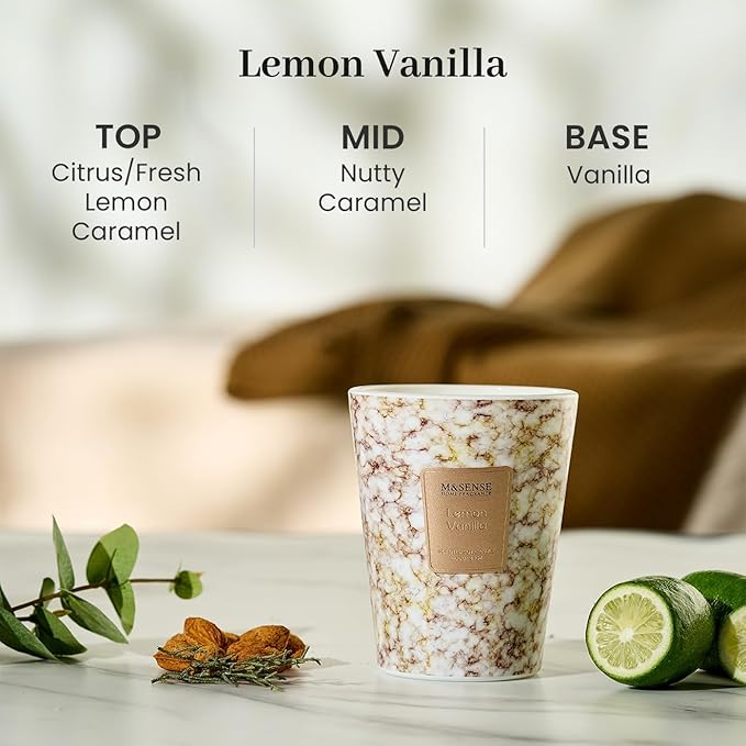 M&SENSE Sugared Lemon Zest Scented Candles for Home, Lead-free Wick Highly Scented Jar Candles, 14.1 Oz 80 Hours Lasting Burning Candles Gifts for Women, Relaxing Aromatherapy Candle for Stress Relief