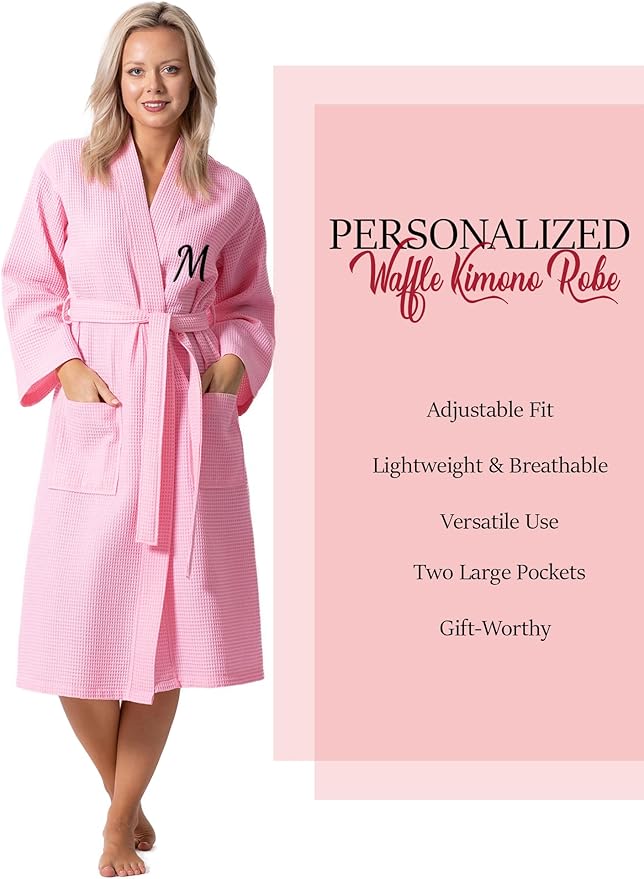 Waffle Knit Lightweight Kimono Spa & Bath Robes for Women - Quick Dry - Soft