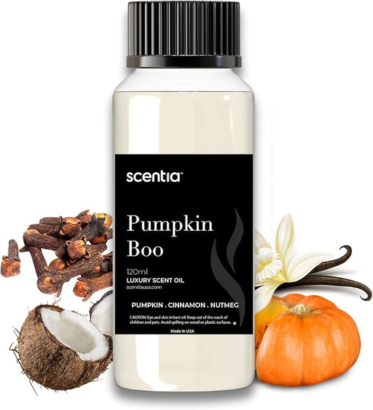 Pumpkin Boo Essential Oil – 120ml Premium Fall Fragrance Oil for Diffusers, Candles & DIY – Cozy Pumpkin Spice Scent for Home, Autumn Décor & Thanksgiving Gifts