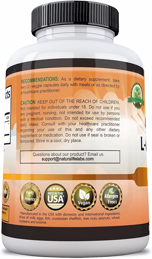 Acetyl L-Carnitine (ALCAR) 1500 mg per Serving – 100 Capsules – Non-GMO, Gluten-Free, Vegan