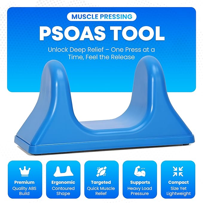 Psoas Release Tool, Hip Hook Psoas Muscle Release Tool, Deep Tissue Hip Massager and Back Stretcher for Hip Flexor and Trigger Point Relief (Blue)