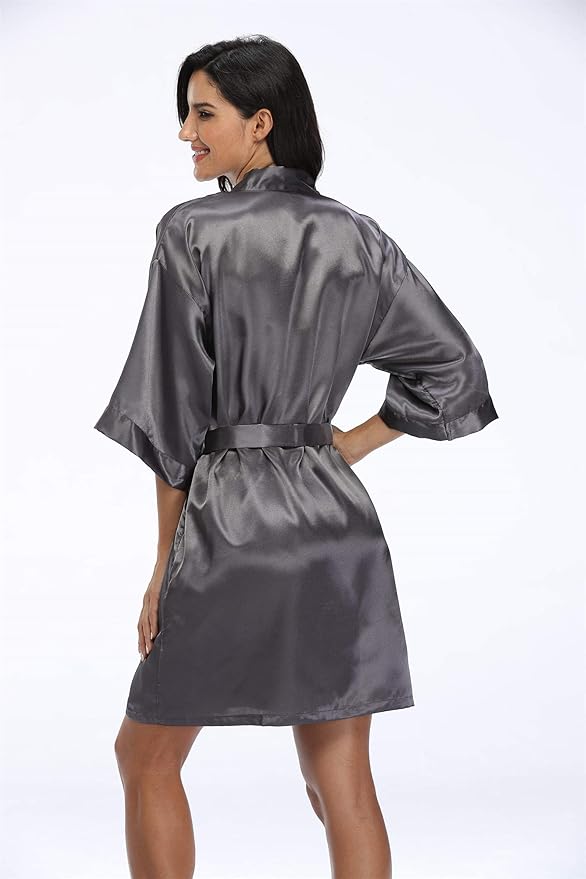 Women's Pure Short Silky Robes Bridesmaid Bride Party Satin Robes Sleepwear