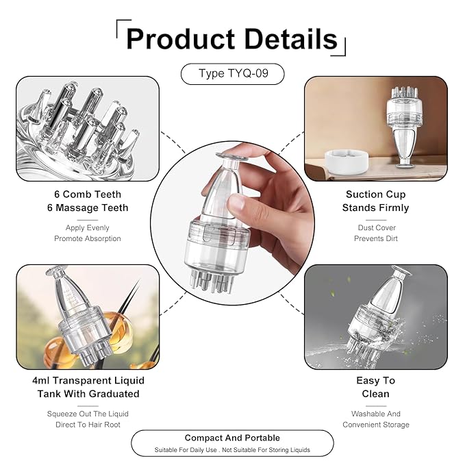Scalp Applicator Comb,2Pcs Minoxidil Applicator Comb Set,Minoxidil Serum Liquid Massager To Promote Hair Growth,Roller Ball Scalp Massage Comb(White)