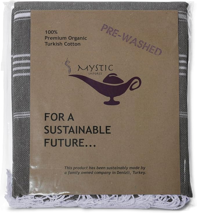 Turkish Beach Towel 100% Organic Cotton Extra Large Oversized (39 x 71 Inches) Quick Dry Sand Free Light Weight Prewashed for Bath Beach Gym Yoga Travel Towel Blanket (Charcoal)