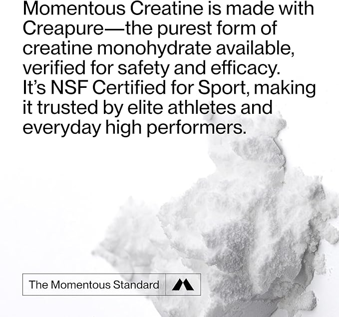 Momentous Creatine Monohydrate Powder - Creapure Creatine Powder - Supports Strength, Lean Muscle, & Recovery for Men & Women - NSF Certified for Sport - 5 g per Serving - 15 Servings