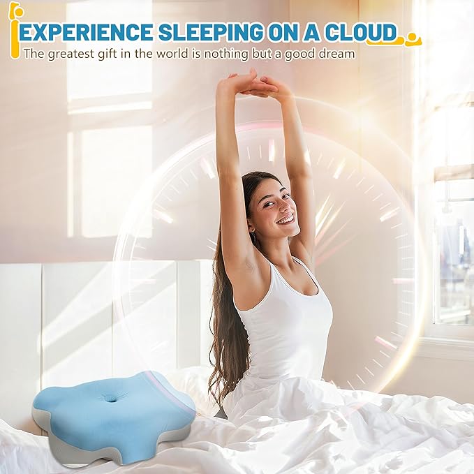 Cervical Neck Pillow for Pain Relief - Ergonomic Side Sleeper Pillows with Dual-Density Memory Foam, Orthopedic Neck Support Pillow for Sleeping, Cooling Pillow for Back Stomach Sleepers