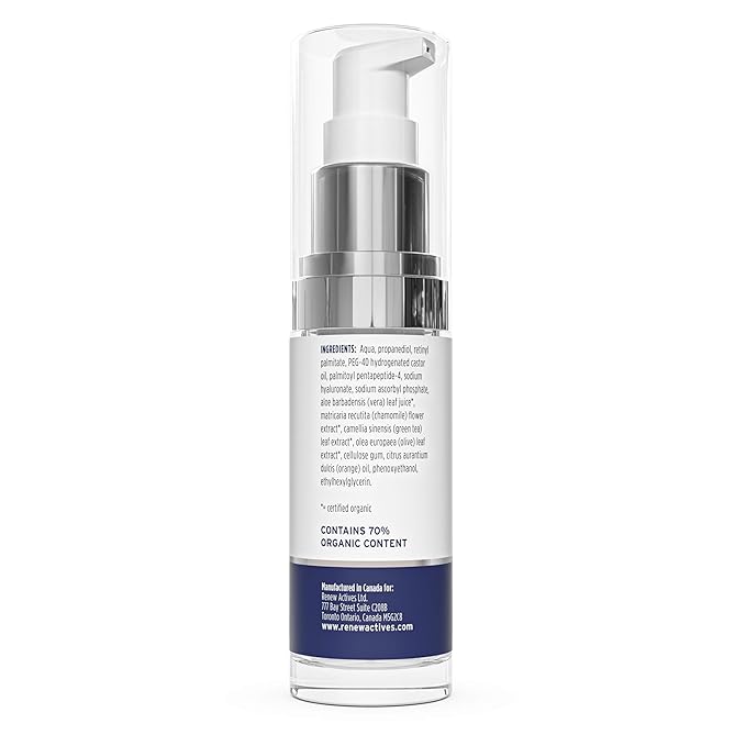 RENEW ACTIVES Retinol Facial Serum with Hyaluronic Acid & Vitamin C – Hydrating & Nourishing Formula for Youthful Skin – Reduces Fine Lines & Wrinkles – For All Skin Types – Made in Canada – 30ml