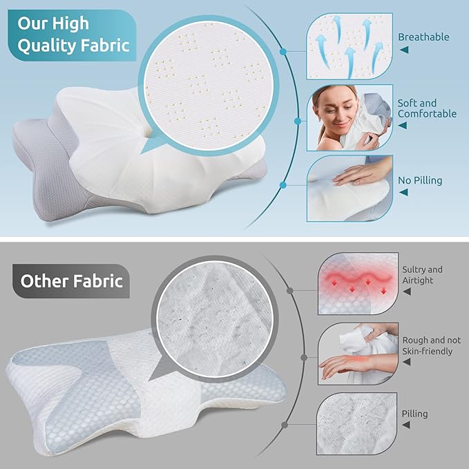 DONAMA Cervical Pillow for Neck and Shoulder,Contour Memory Foam Pillow,Ergonomic Neck Support Pillow for Side Back Stomach Sleepers with Pillowcase-King Size