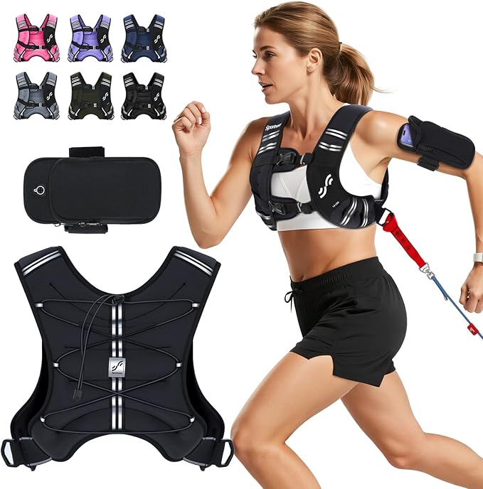 Sportneer Weighted Vest Woman: 8lb/12lb/15lb/20lb/25lb Weight Vest with Detachable Phone Bag, Adjustable Women Weighted Vest Rucking Vest for Walking Strength Training Muscle Building Weight Loss