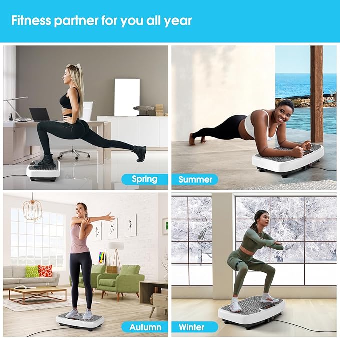 SoftGym Vibration Plate Exercise Machine for Lymphatic Drainage,Power Vibrate Stand Shake Board 450 Lbs Capacity Whole Body Workout Waver with Fitness Resistance Bands Weight Loss Gifts for Women Men