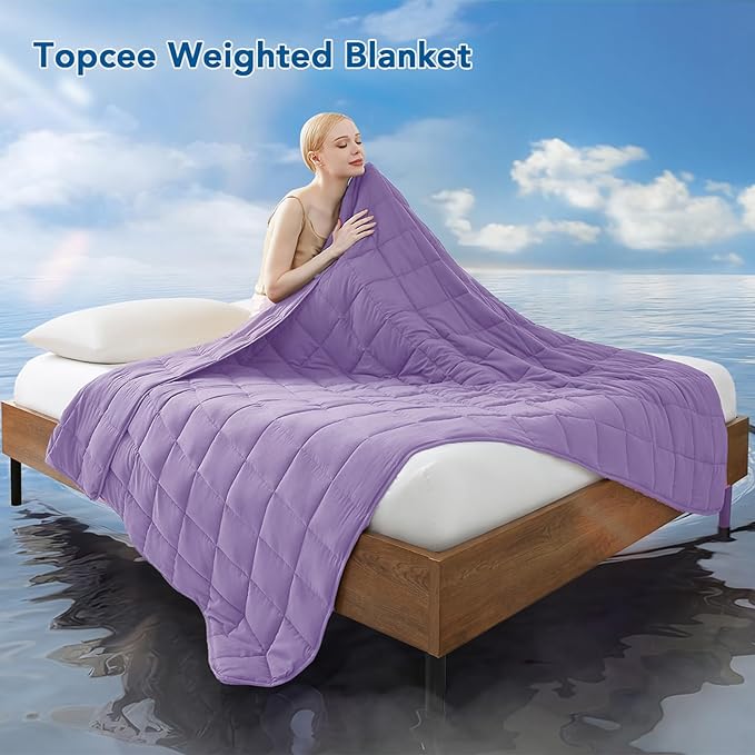 Topcee Weighted Blanket for Adults (25 lbs, 60" x 80") Queen Size Soft Cooling Heavy Blanket Sleeping, Apply to 240-260 lbs Body, Thick Breathable Blanket with Glass Bead, Easy Care