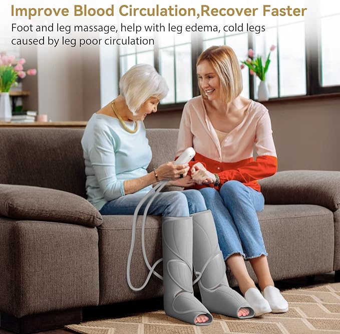 FIT KING Air Compression Leg Massager for Circulation to Relieve Pain, Swelling, Edema, RLS, Ideal Gift for Mom Wife (Extensions Included)