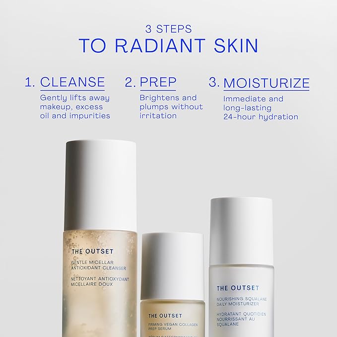 The Outset Firming Vegan Collagen Prep Serum - Gentle, Fragrance Free Multi-Benefit Serum - Hydrating, Brightening, Plumping and Anti-Aging - Clean, Vegan, Gluten Free - All Skin Types - 1 fl oz