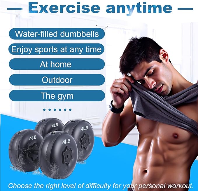 Water Filled Dumbbells Set - Water Filled Weights - Portable Travel Weights - Weights Adjustable Dumbbells - Portable Fitness Equipment - Strength Training - Fitness and Shaping
