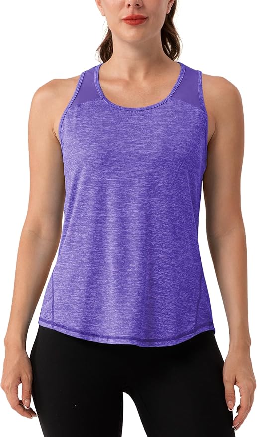 Aeuui Womens Workout Tops Sleeveless Racerback Tank Tops Mesh Yoga Athletic Running Shirts Gym Clothes for Women