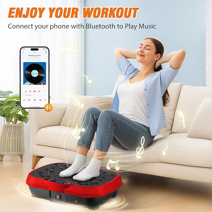 ALSO GO Vibration Plate Exercise Machine, 3 Workout Modes & 120-Level Vibration Platform for Weight Loss/Lymphatic Drainage, 400lbs Capacity Vibration Board with Resistance Bands for Full Body Workout