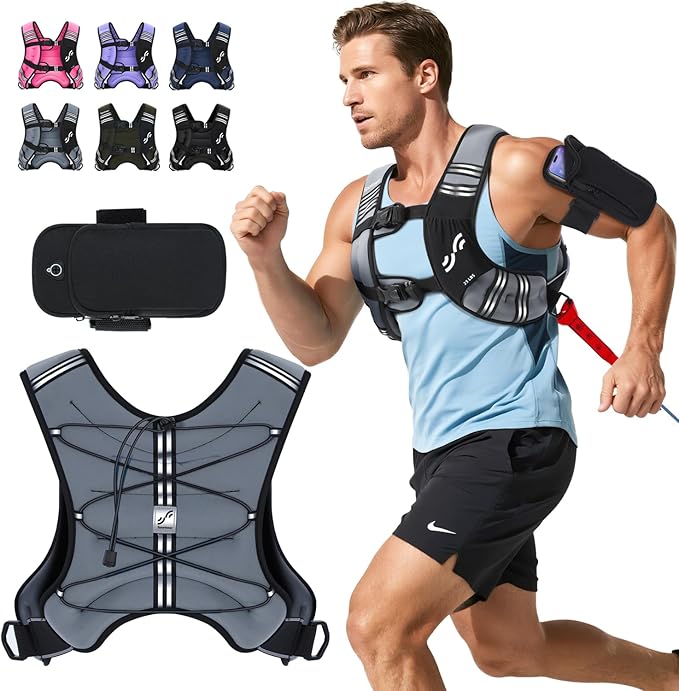 Sportneer Weighted Vest Woman: 8lb/12lb/15lb/20lb/25lb Weight Vest with Detachable Phone Bag, Adjustable Women Weighted Vest Rucking Vest for Walking Strength Training Muscle Building Weight Loss