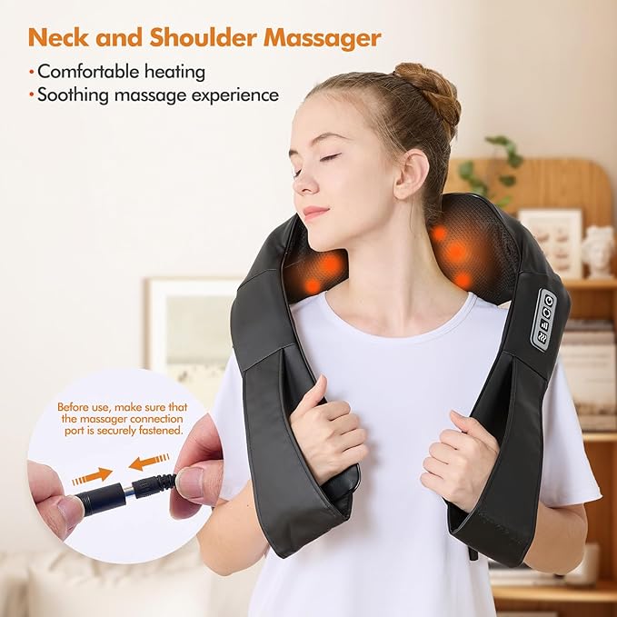 Neck and Shoulder Massager for Shoulder Massage and Neck Massage, Shiatsu Neck Massager with Heat, Shiatsu Back Massager for Office & Home Use, Birthday Gifts for Him Her (Parents/Friends)