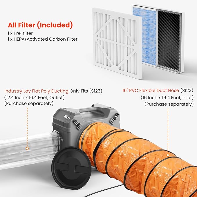 Abestorm 750 CFM Air Scrubbers with UV-C Light, Commercial HEPA Air Scrubber for Damage Restoration, Stackable Negative Air Machine with 4-Stage Filtration, S1