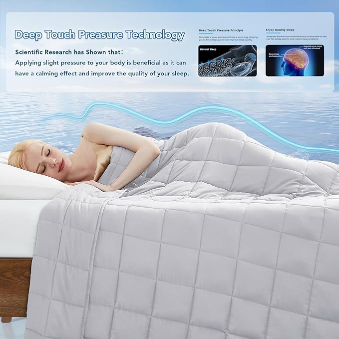 Topcee Weighted Blanket for Adults (20 lbs, 60" x 80") Queen Size Soft Cooling Heavy Blanket Sleeping, Apply to 190-210 lbs Body, Thick Breathable Blanket with Glass Bead, Easy Care