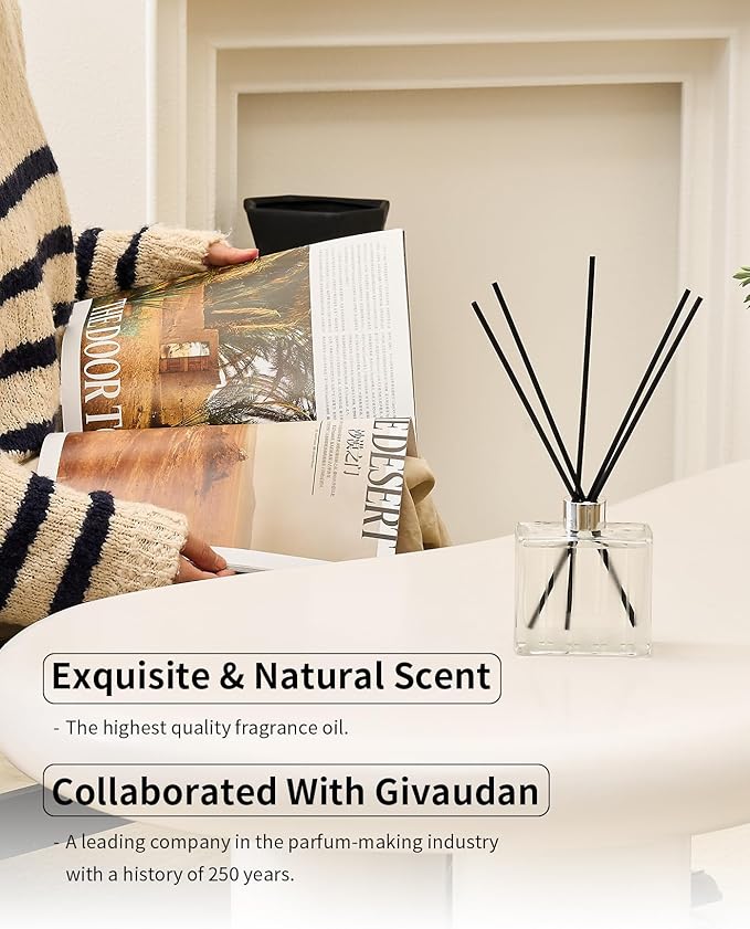 M&SENSE Magical Oriental Reed Diffuser Set - 7.04oz Diffusers for Home with Sticks, Shelf Decor for Bedroom Bathroom Office