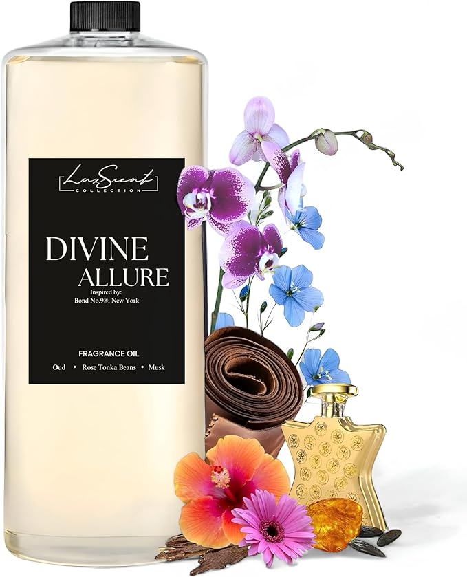 Aroma Diffuser Oil 1200ML - Waterless Essential Oil for diffusers - Luxury Hotel Fragrance - Aroma Oil for Aromatherapy - Fits in Any Diffuser (Divine Allure)