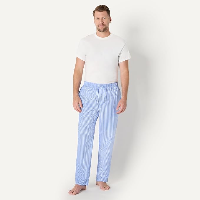 Amazon Essentials Mens Straight-Fit Woven Pajama Pant with Pockets