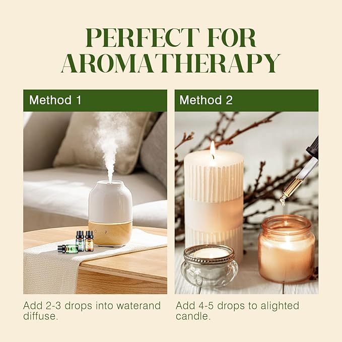 Essential Oils Set, Aromatherapy Essential Oil Kit for Diffuser, Candle, Soap Making, Massage, Skin Care (48 x 5ml) - Sandalwood, Eucalyptus, Lavender, Tea Tree, Peppermint Aromatherapy Oil