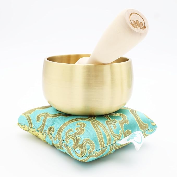 Tibetan Singing Bowl Set – Portable Handcrafted Sound Bowl for Meditation, Chakra Healing, Yoga, Stress Relief -ZenSerenity Bowl – Lotus Edition - by Circle Up