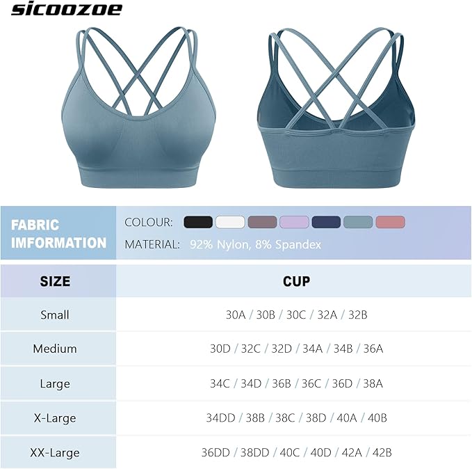 Women's Cross Back Sports Bra Padded Strappy Medium Support Yoga Bra for Workout Fitness 3 Pack