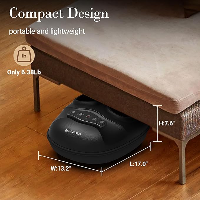 Shiatsu Foot Massager with Heat - Upgraded Foot Kneading Massage with App Control,Feet Massager for Plantar Fasciitis & Neuropathy Pain,Adjustable Compression & Heat,Fits Size Up to 13"