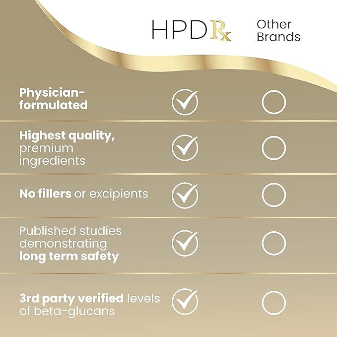 HPD Rx Premium AHCC & Shiitake Mushroom 1100 mg per Serving Supplement, Natural Immunity Booster, Maintains Natural Killer Cell Activity | AHCC is Proven in 30+ Studies | 30-Day Supply, 1-Pack