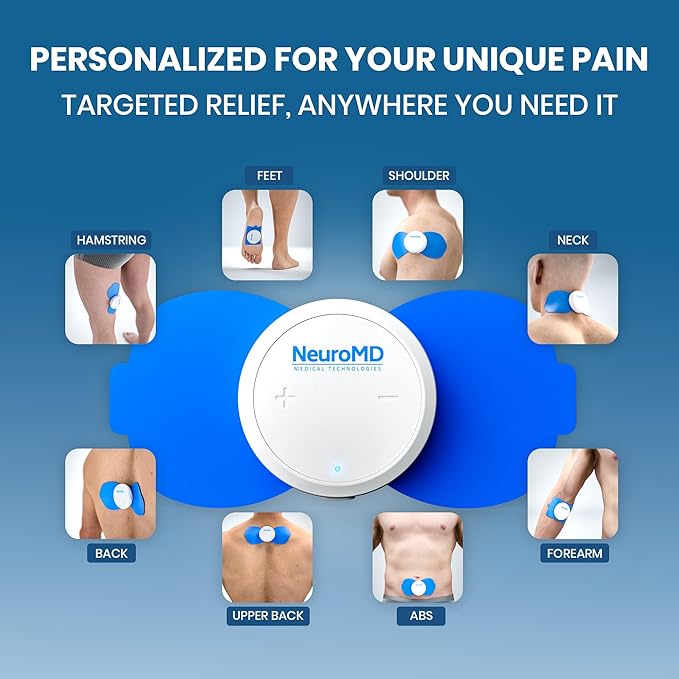 NeuroMD Wireless TENS Unit Muscle Stimulator for Pain Relief | TENS Machine with Electrode Pads | 5-Step Complete Relief Program with EMS Technology for Back Pain, Muscle Strengthening, and Sciatica