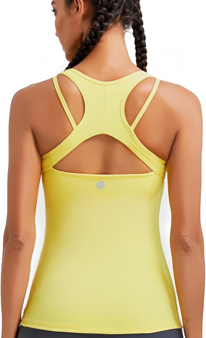 RUNNING GIRL Workout Tank Tops with Built in Bras for Women,Compression Shirt Strappy Back Athletic Yoga Tops