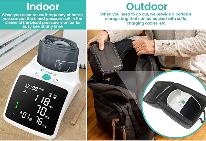Blood Pressure Monitor, Rechargeable High Blood Pressure Cuff Upper Arm with Large Cuff XL, Led Backlit Screen & 2 * 99 Sets of Memory - Talking Bp Machine with Carrying Case