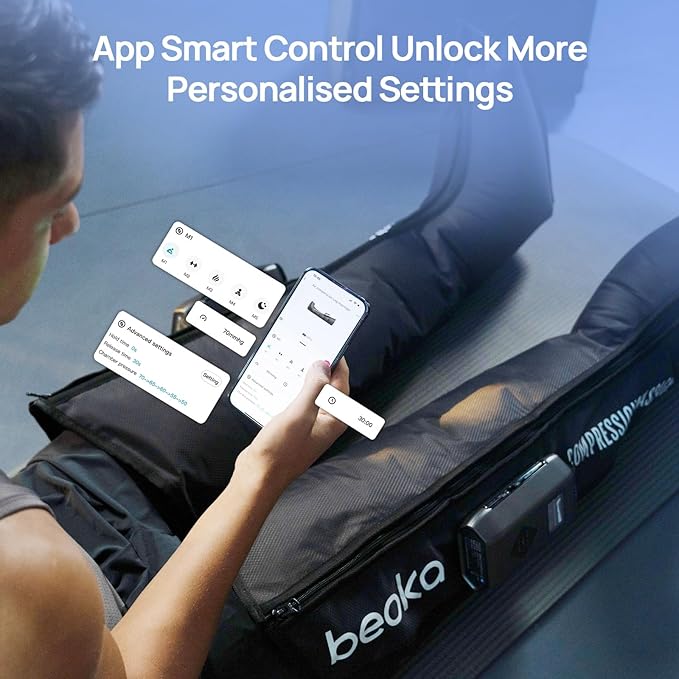 beoka Leg Massager for Circulation and Pain Relief, Cordless Air Compression Boots with 5 Modes 15 Intensities for Athletes Runners and Travelers, Leg Recovery System for Gift-L