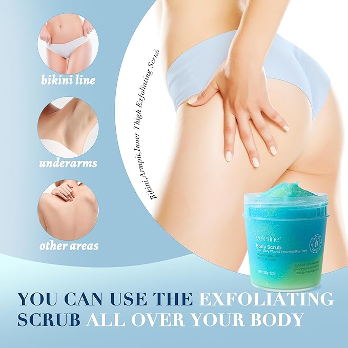 Tumeric Body Scrub Exfoliator With Vitamin C,Niacinamide,PHA,Bikini and Underarm Exfoliating Scrub,Gently Deep Cleaning & Moisturizing,Including Sensitive Skin 250g(Yellow Green)