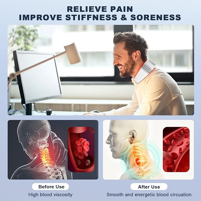 Red Light Therapy for Neck Pain Relief, Cold Laser Therapy Device, 650nm and 808nm Infrared Light Therapy Device, Cordless Neck Cervical Spine Alignment Spondylosis Heated Device