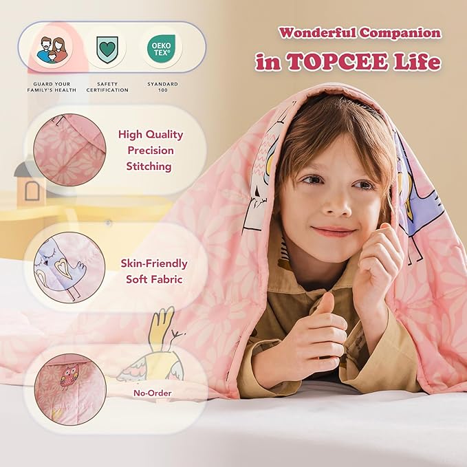 Topcee Weighted Blanket (3 lbs, 36" x 48") Cooling Throw Heavy Blanket for Sleeping Apply to 20-40 lbs, Soft Thick Breathable Blanket with Glass Bead, Easy Care