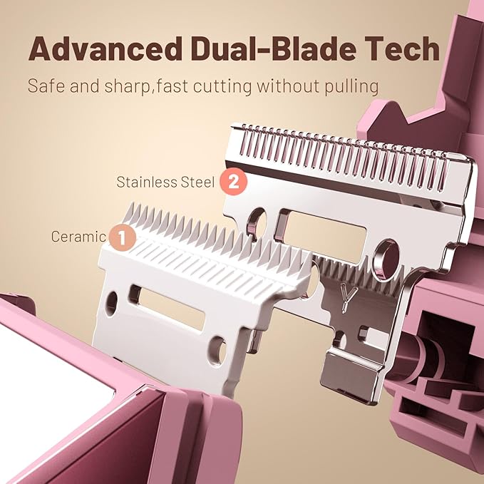 Bikini Trimmer for Women: Pubic Hair Razor with Mirror & LED Light, Electric Shaver with Ceramic Blades & Travel Lock - Body Groomer IPX7 Waterproof Use for Legs/Arm/Underarm - Red