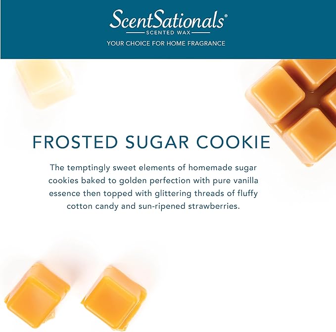 Scentsationals Wax Melts, Wax Cubes Strong Scent - Bakery Collection 2 Frosted Sugar Cookie - Long Lasting Scented Wax Melts for Warmer, 10oz (24-Cubes)