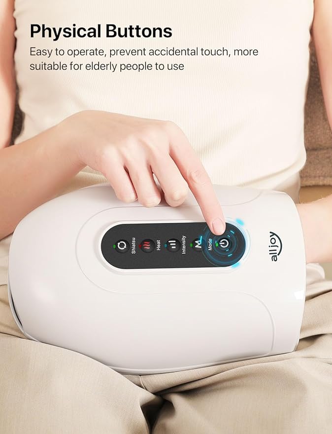 ALLJOY Roller Kneading Hand Massager for Arthritis and Carpal Tunnel Relief, Cordless Electric Hand Massager with Heat and Compression for Finger Numbness, Gifts for Women and Men (White)