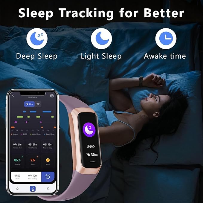 Fitness Tracker with 24/7 Heart Rate Blood Oxygen Sleep Monitor,Activity Tracker with 1.1" AMOLED Touch Color Screen, Multiple Sport Modes Step Counter,IP68 Waterproof for Women Men
