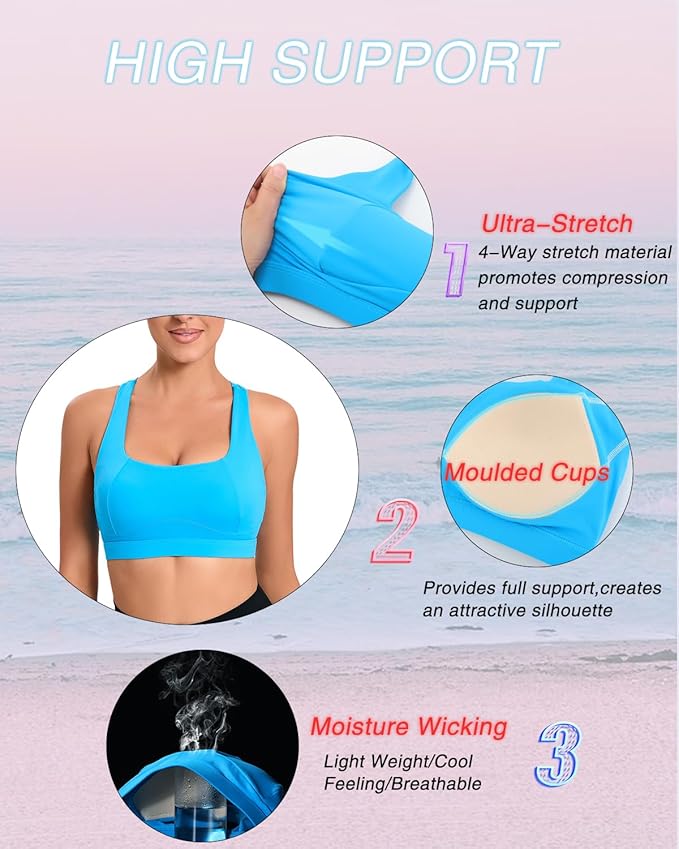 RUNNING GIRL High Impact Sports Bras for Women,Racerback Running Bra Workout Crop Tank Tops Longline Sports Bra Push up