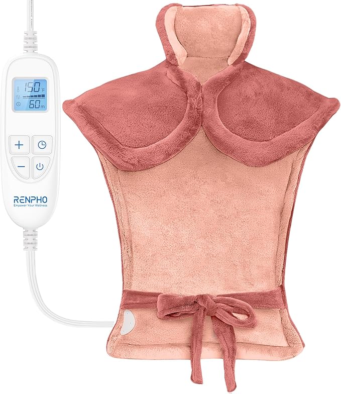 RENPHO Electric Heating Pad for Back Pain Relief, Birthday Christmas Gifts for Women Men Mom Dad Seniors, FSA Eligible, Heat Pad for Neck and Shoulders, Fast Heating, 24"x33", ETL Certified, Pink