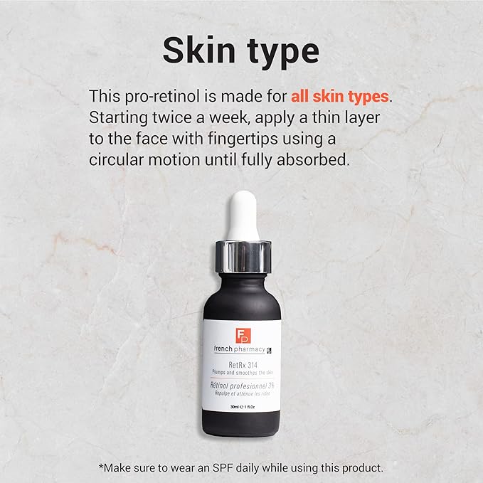 French Pharmacy RetRx 314 Professional Facial Retinol Serum - Skin Renewing - Anti-Aging - Increase Elasticity, Plumpness & Brightness - For All Skin Types - 1oz