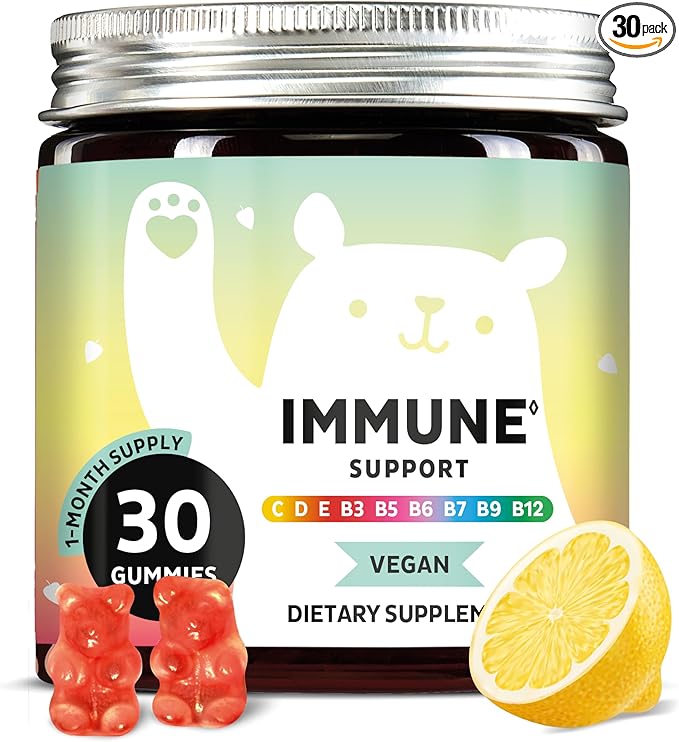 Bears with Benefits Immune Support Gummies – Vitamin C, D, B6 & B12 – Daily Immune Boost – Vegan, Naturally Flavored (30 Gummies)