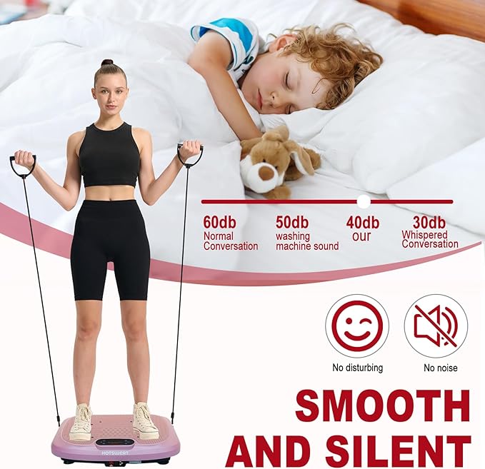 HOTSWEAT Vibration Plate Exercise Machine for Lymphatic Drainage, Power Plate Vibrating Platform, Shaker for Weight Loss, Exercise Board with 120 Levels for Home Gym