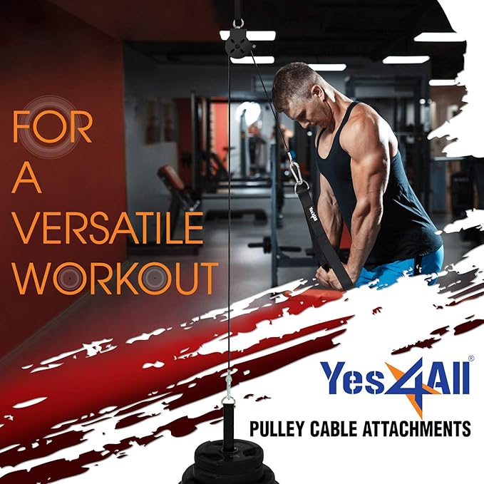 Yes4All Cable Machine Attachment, Double D Hanlde & Tricep Rope Cable Attachment, Weight Machine Accessories Load 880 LB for Home Gym