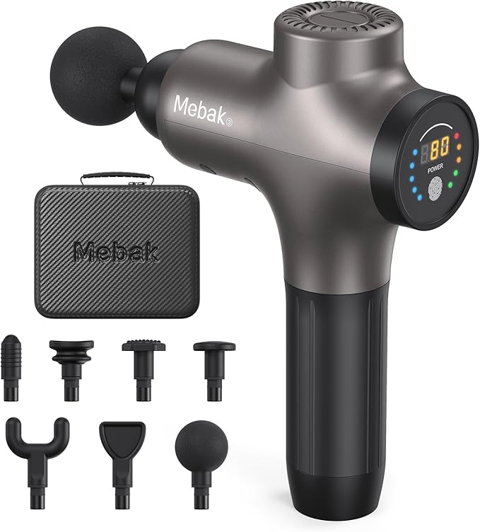 Mebak 3 Massage Gun, Massage Gun Deep Tissue for Athletes, Professional Muscle Percussion Massage Gun, Massager Gun for Shoulder Leg Back Body Pain Relief,Quiet Portable Sport Massager, Gifts for Him
